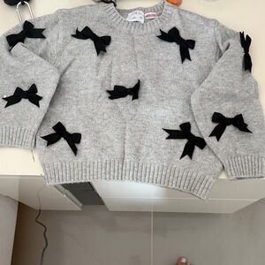 Gray Sweater with Black Bows